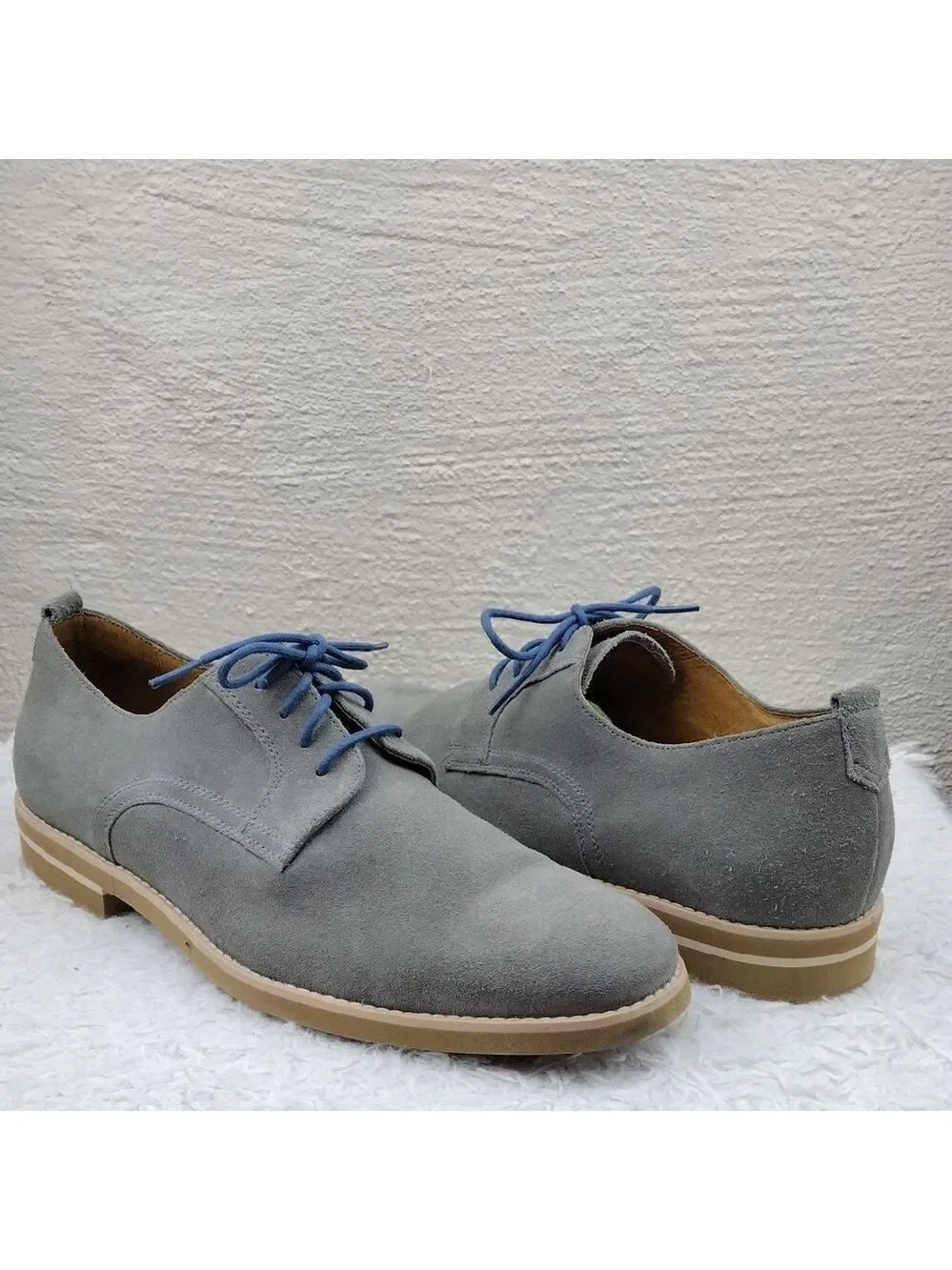Johnston & Murphy Men's Grey Suede Leather Upper Lace Up Low Heel Oxford Shoe